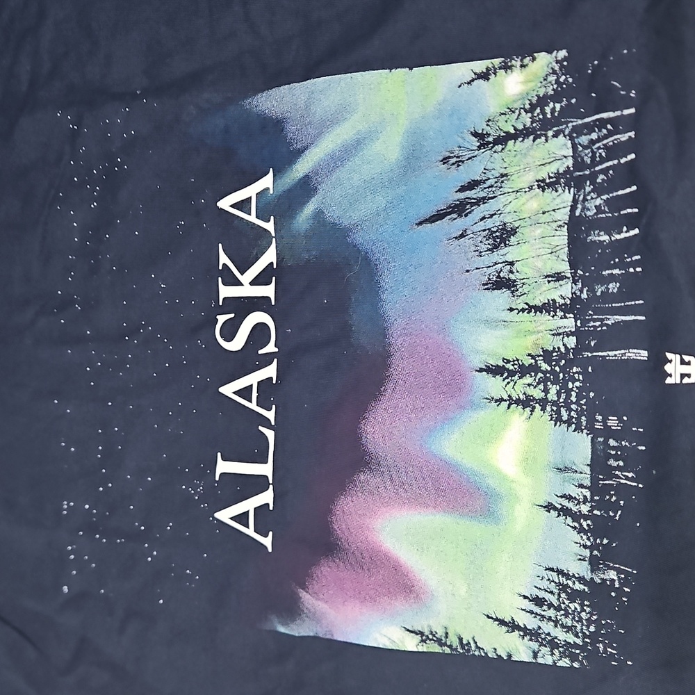 NWT Alaska Northern Lights Royal Caribbean Navy Blue Graphic Crew T-Shirt